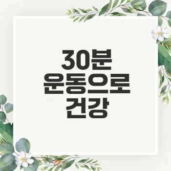 하루 30분 운동으로 건강과 삶의 질 높이기
