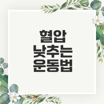 혈압 낮추는 운동법 및 효과적인 팁 완벽 정리