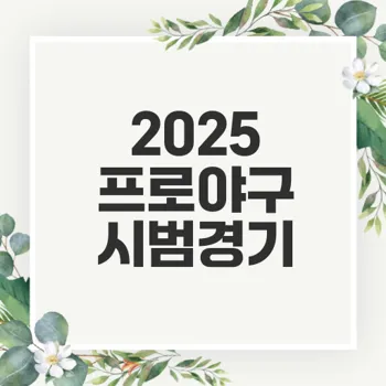 2025 프로야구 시범경기 일정과 스프링 캠프 장소는?