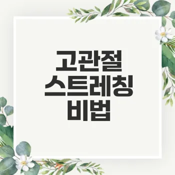 고관절 스트레칭으로 통증과 유연성 문제 해결하기